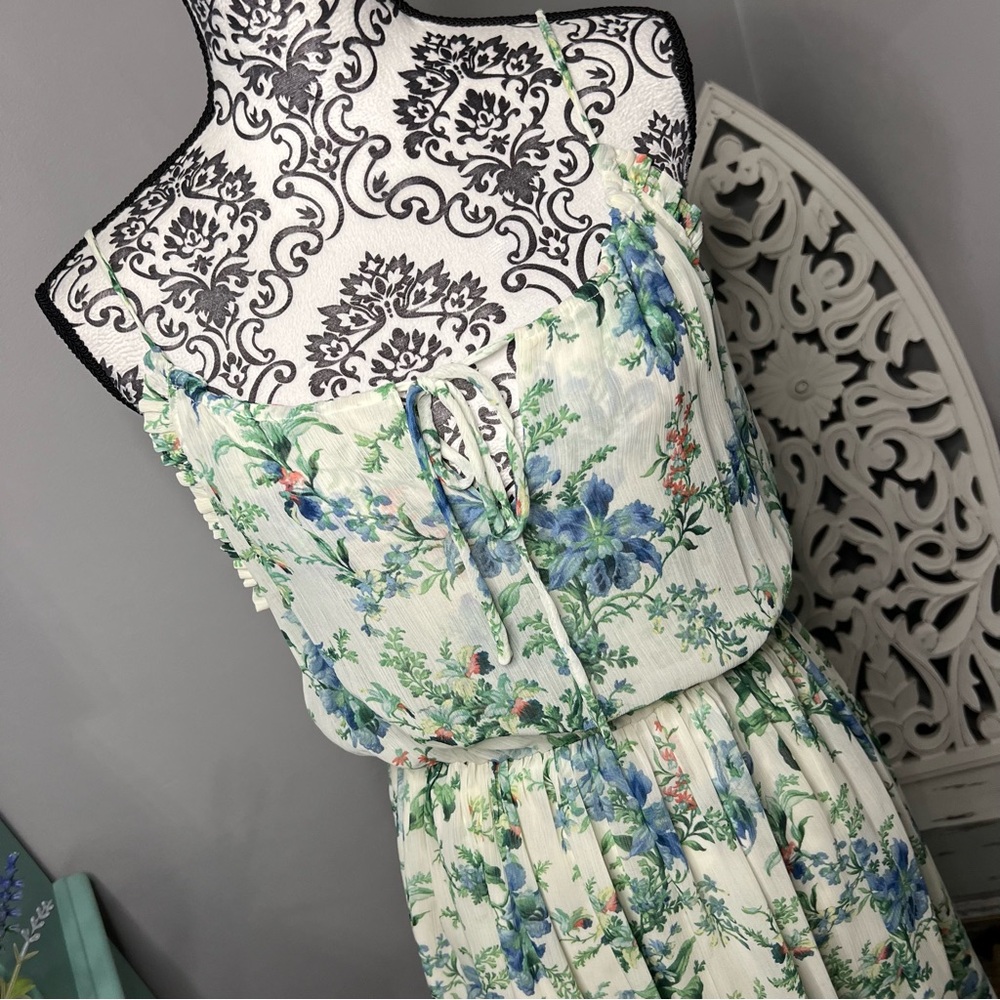 Zara Boho Floral Ruffle Mini A-Line Dress Size Large NWT Resortwear Beach - Picture 2 of 13